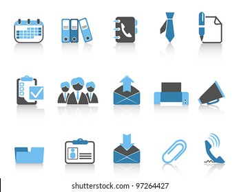 office and business icons blue series