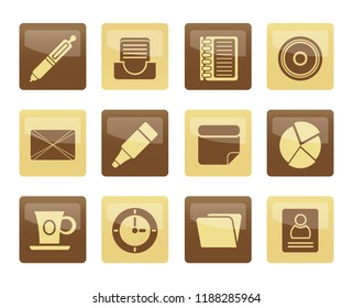 Office & Business Icons over brown background - Vector icon Set 