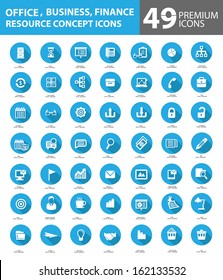 Office and Business Icons,Blue buttons version