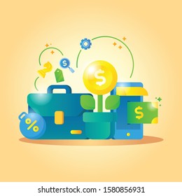 Office Business Illustration. Money Investment Illustration. 