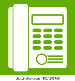 Office business keypad phone icon white isolated on green background. Vector illustration