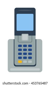 Office business keypad phone and icon of old classic mobile phone vector