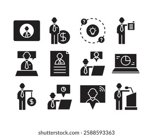office and business management icons set illustration