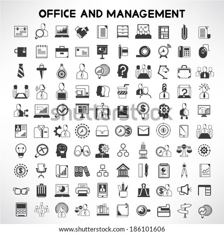office and business management icons set, business buttons