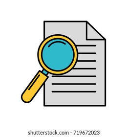 office business paper and magnifier work image