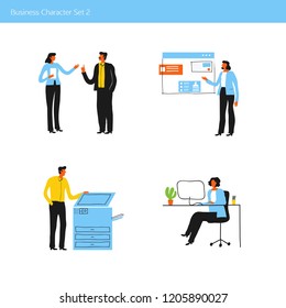 Office business people characters. Vector set. Minimal trendy office concept illustration. 