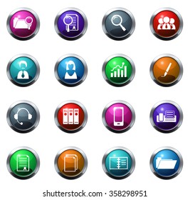 Office and Business round glossy web icon set