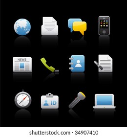 Office and Business Set of icons on black background in Adobe Illustrator EPS 8 format for multiple applications.