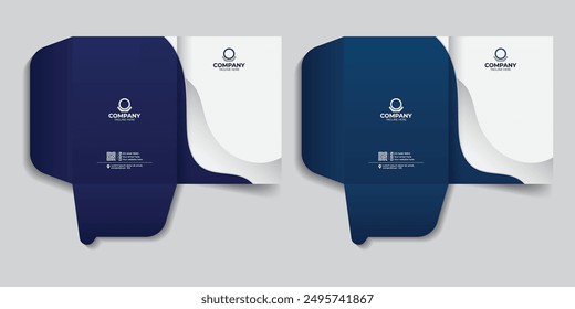 Office and business stationery report cover template, Office file folder for your business documents, Creative dark blue gradient color variation
