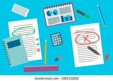 Office and business supplies collection. Flat design.