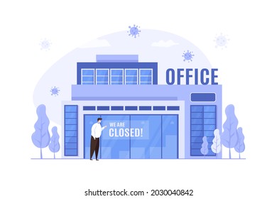 Office business temporary closed during covid-19 pandemic illustration concept