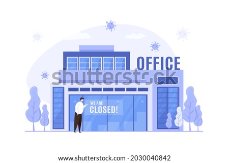 Office business temporary closed during covid-19 pandemic illustration concept
