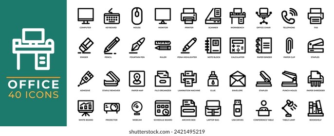 Office and business thin line icons set, vector symbols collection or sketches. can be used for website interfaces, mobile applications and software