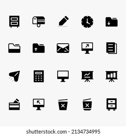 Office business vector icon. Folder, computer solid icon 