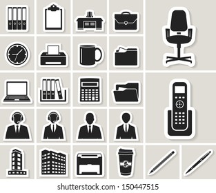 office and business web icon set. paper sticker