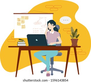 Office business woman talk on mobile