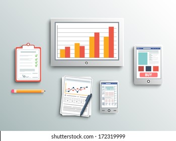Office and business work elements set
