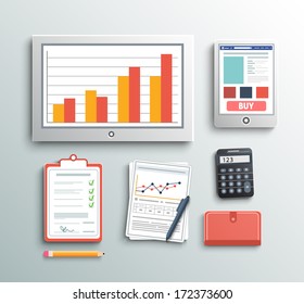 Office and business work elements set