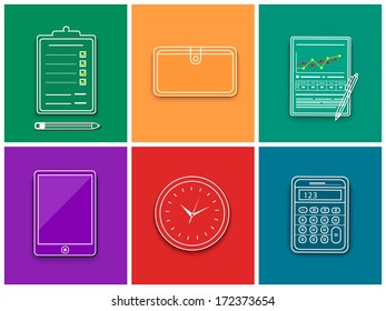 Office and business work elements set. Line icon