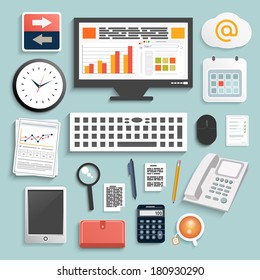 Office and business work elements set