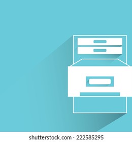 office cabinet in blue background, flat and shadow design