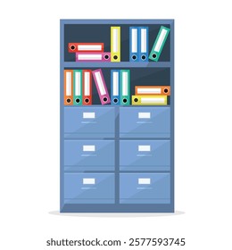 Office cabinet with folders and documents. Document archive. Document storage concept.