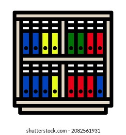 Office Cabinet With Folders Icon. Editable Bold Outline With Color Fill Design. Vector Illustration.