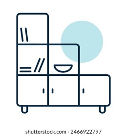 Office cabinet with folders and shelves for document storage organizing vector icon. Graph symbol for furniture, web site and apps design, logo, app, UI