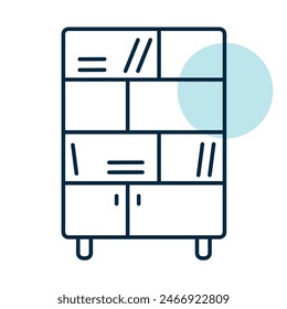 Office cabinet with folders and shelves for document storage organizing vector icon. Graph symbol for furniture, web site and apps design, logo, app, UI