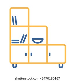 Office cabinet with folders and shelves for document storage organizing vector icon. Graph symbol for furniture, web site and apps design, logo, app, UI