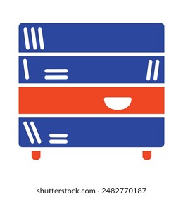 Office cabinet with folders and shelves for document storage organizing vector icon. Graph symbol for furniture, web site and apps design, logo, app, UI