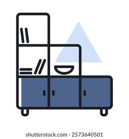 Office cabinet with folders and shelves for document storage organizing vector icon. Graph symbol for furniture, web site and apps design, logo, app, UI