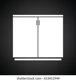 Office cabinet icon. Black background with white. Vector illustration.