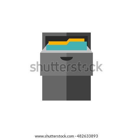 Office cabinet icon in flat color style. Files document information