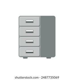 Office cabinet icon in flat style. Furniture storage vector illustration on isolated background. Drawer sign business concept.