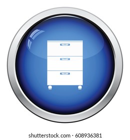 Office cabinet icon. Glossy button design. Vector illustration.
