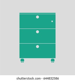 Office cabinet icon. Gray background with green. Vector illustration.