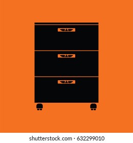 Office cabinet icon. Orange background with black. Vector illustration.