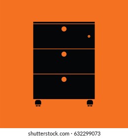 Office cabinet icon. Orange background with black. Vector illustration.