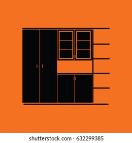 Office cabinet icon. Orange background with black. Vector illustration.