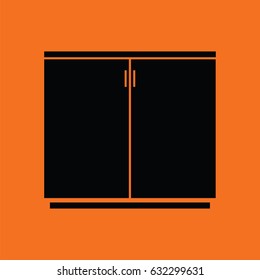 Office cabinet icon. Orange background with black. Vector illustration.