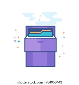 Office cabinet icon in outlined flat color style. Vector illustration.