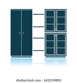 Icono del gabinete de Office. Diseño de reflexión de sombra. Ilustración vectorial.