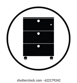 Office cabinet icon. Thin circle design. Vector illustration.