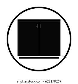 Office cabinet icon. Thin circle design. Vector illustration.