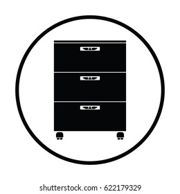 Office cabinet icon. Thin circle design. Vector illustration.