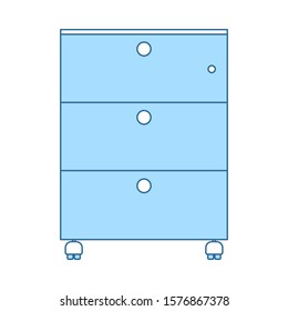 Office Cabinet Icon. Thin Line With Blue Fill Design. Vector Illustration.
