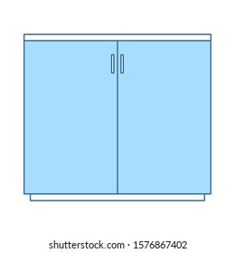 Office Cabinet Icon. Thin Line With Blue Fill Design. Vector Illustration.