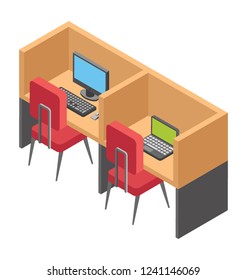 Office Cabins, Workplace Flat Icon