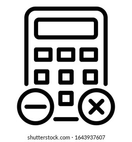 Office calculator icon. Outline office calculator vector icon for web design isolated on white background
